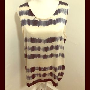 Joie 100% Silk Sleeveless Fun Stripe Pattern Top